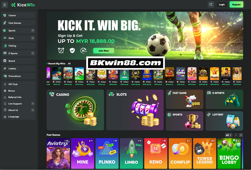 kickwin login
